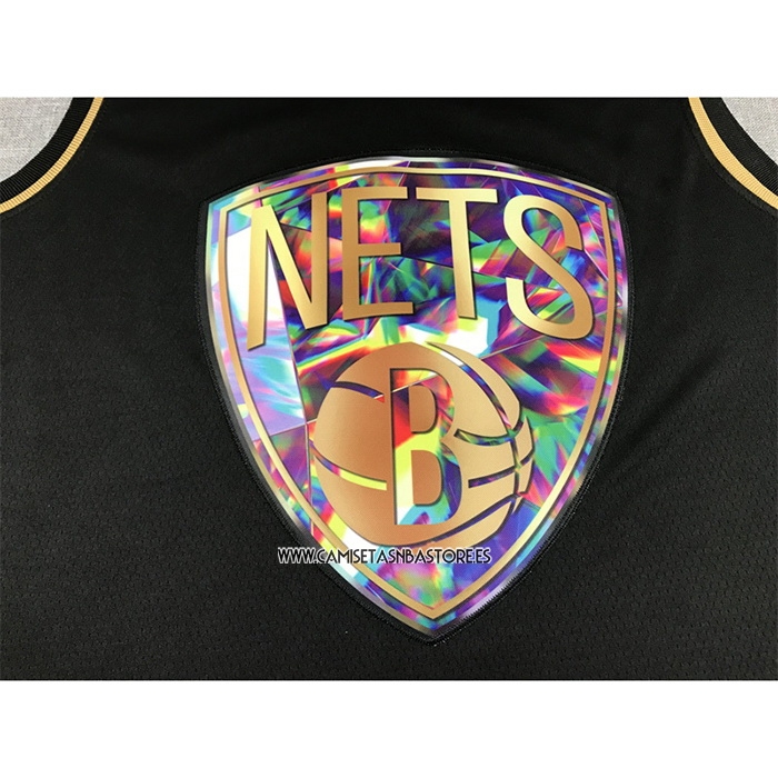 Kevin Durant NO 7 Camiseta Brooklyn Nets Golden Edition 2021-22 Negro
